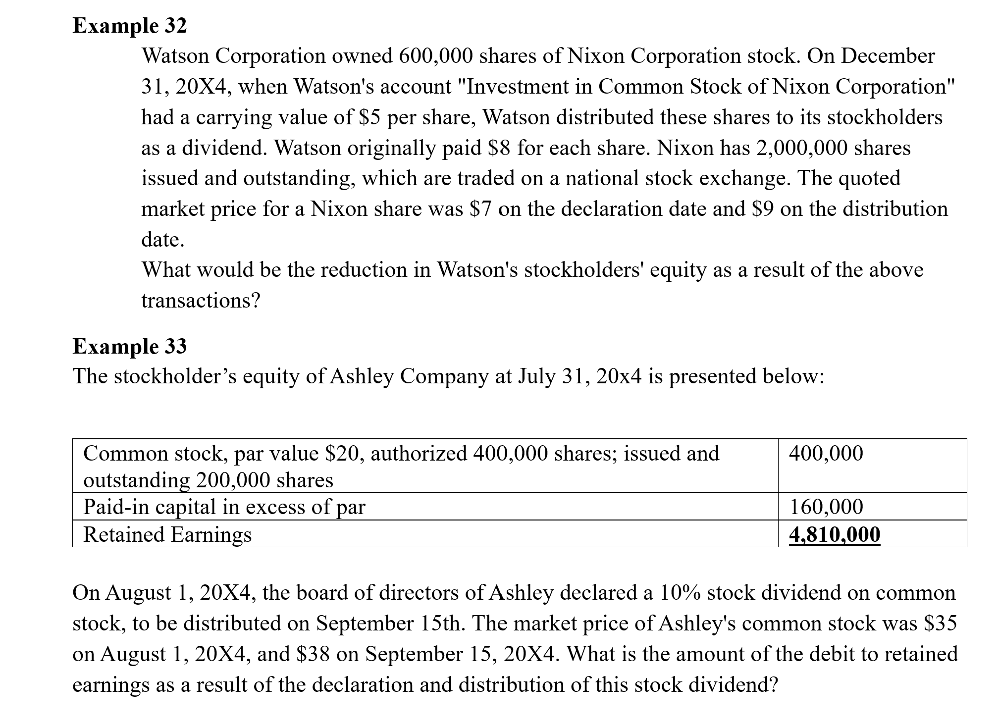 Example 3 2 Watson Corporation owned 6 0 0 , 0 0
