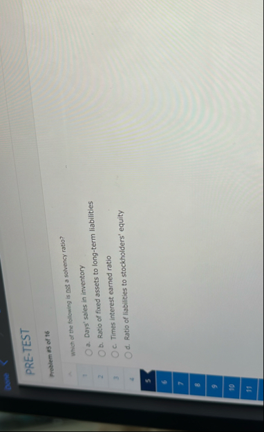 PRE - TEST Problem 4 5 of 1 6 Which of the