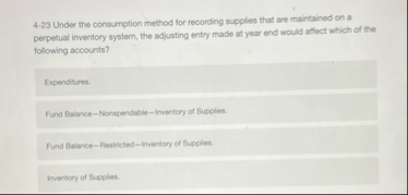 4 - 2 3 Under the consumption method for