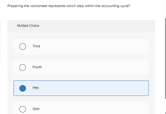 Preparing the worksheet represents which step
