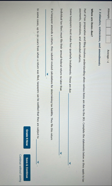 Attempts Average / 4 7 . Estimates, extensions,