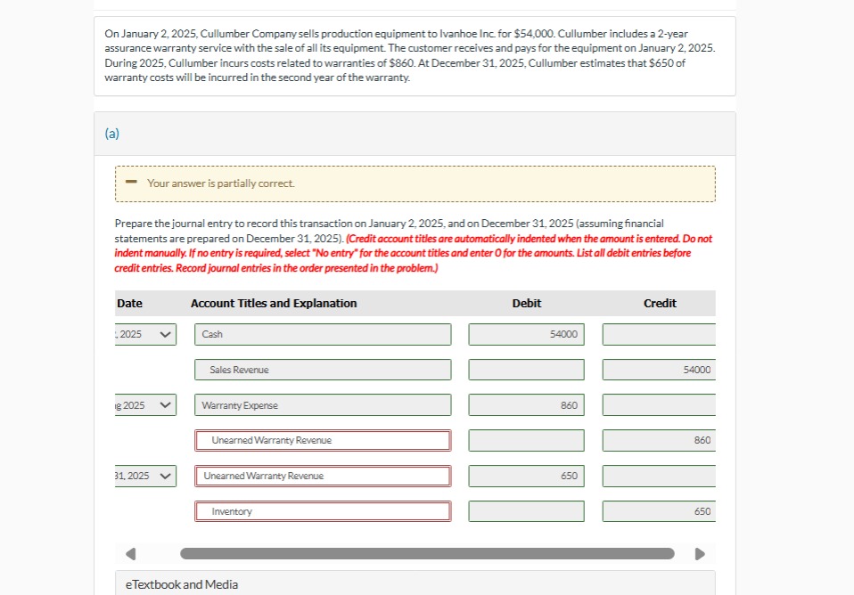 On January 2 , 2 0 2 5 , Cullumber Company sells