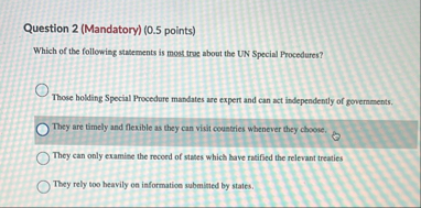 Question 2 ( Mandatory ) ( 0 . 5 points ) Which