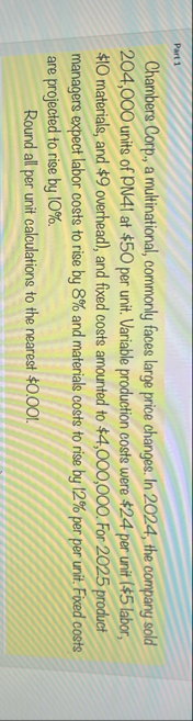 Part 1 Chambers Corp., a multinational, commonly