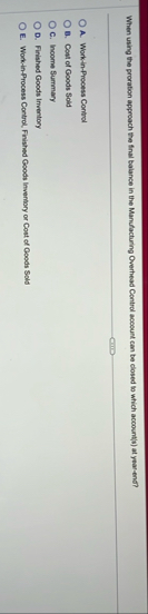 When using the proration approach the final