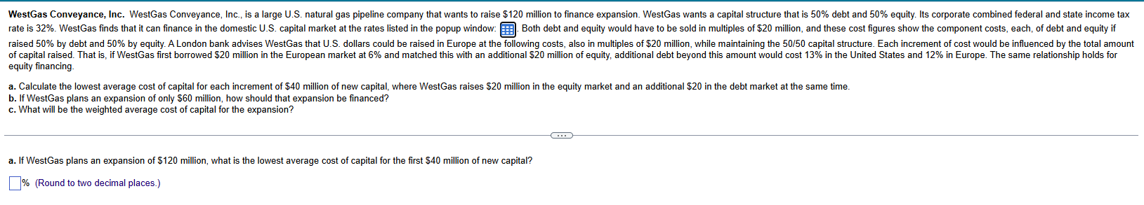 rate is \ ( 3 2 \ % \ ) . WestGas finds that it