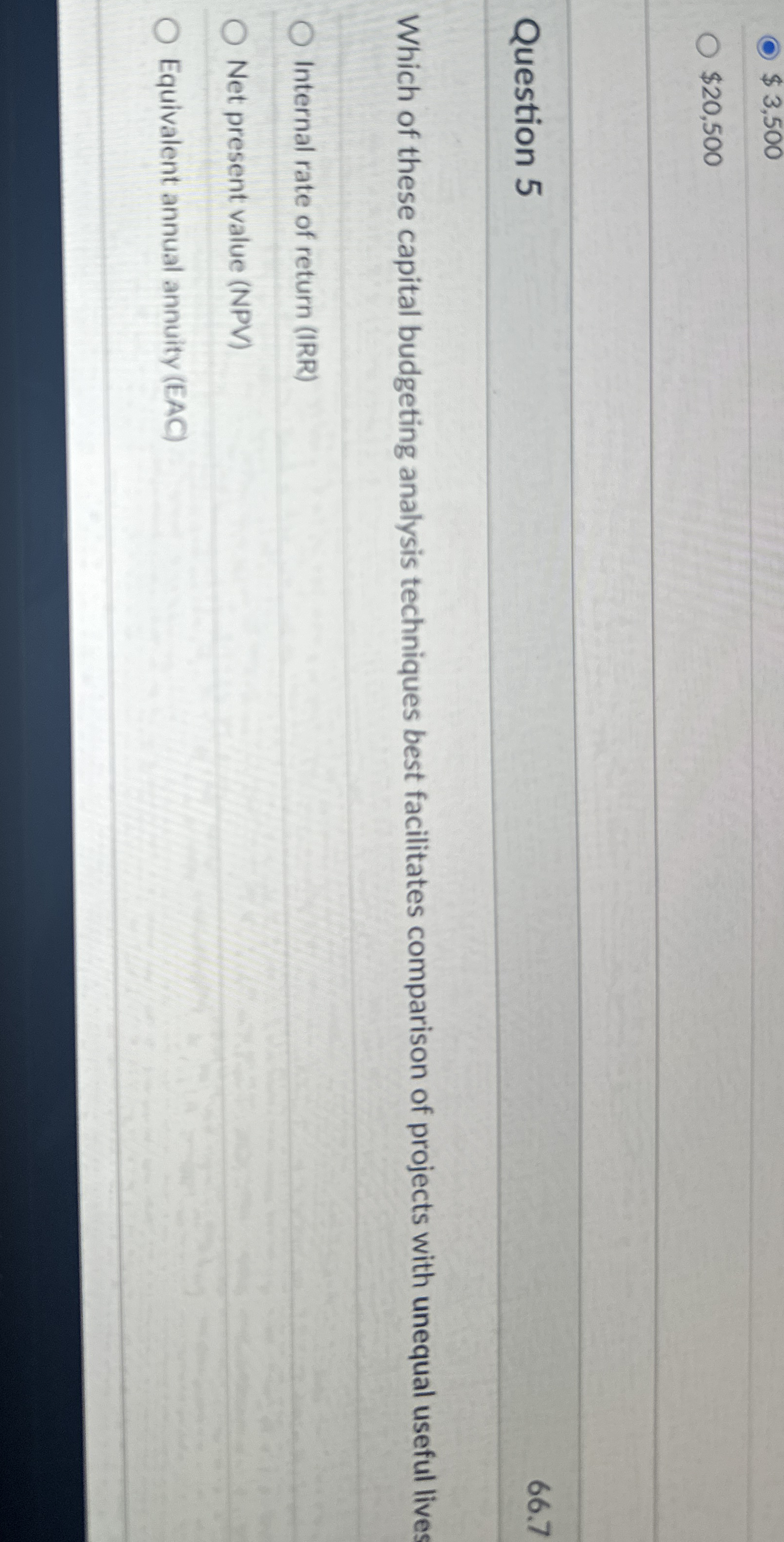 $ 3 , 5 0 0 $ 2 0 , 5 0 0 Question 5 6 6 . 7