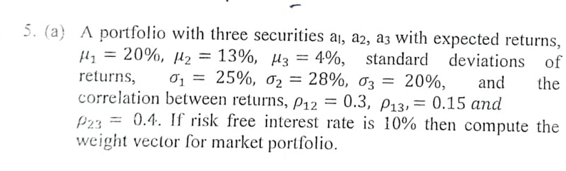 ( a ) A portfolio with three securities a 1 , a 2