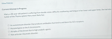 View Policiles Current Altempt in Progress Mary a