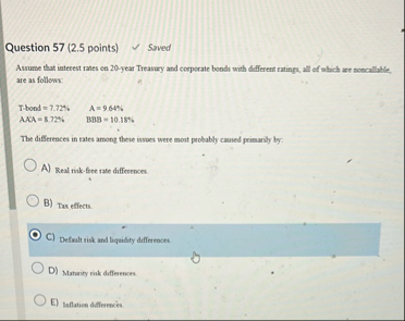 Question 5 7 ( 2 . 5 points ) Saved Assume that