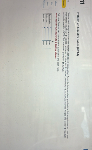 1 1 Problem 3 - 1 Liquidity Ratios ( LG 3 - 1 )