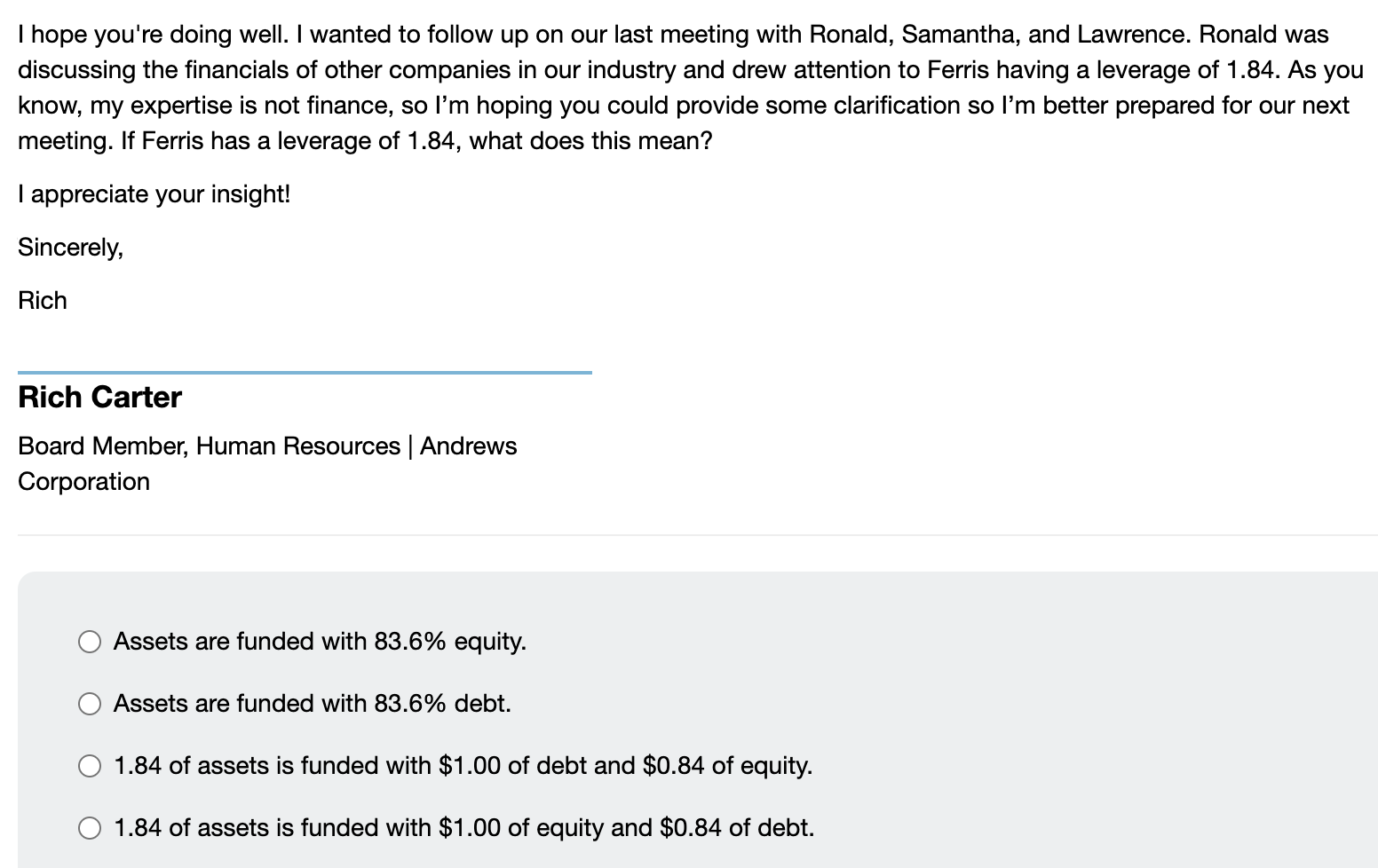 Please help answer CapSim homework email: A .