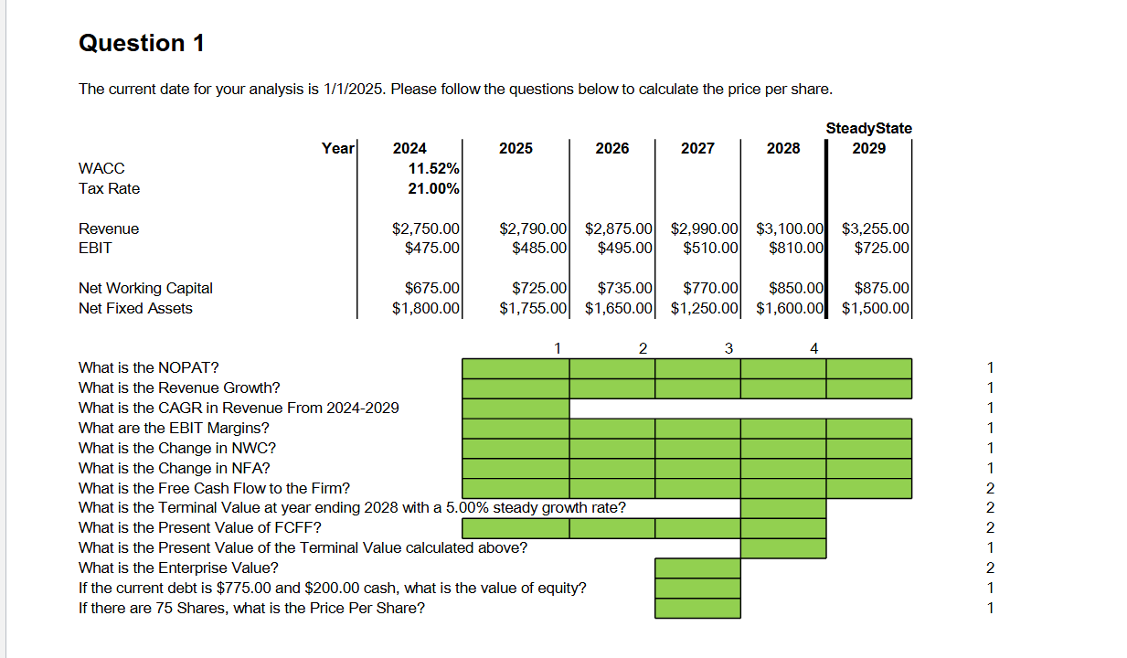Question 1 The current date for your analysis is
