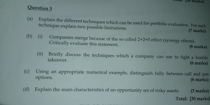 Question 3 ( a ) Explain the different techniques