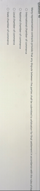 Question 1 0 Many representative contracts