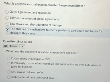 What is a significant challenge in climate change