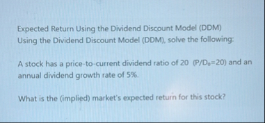 Expected Return Using the Dividend Discount Model