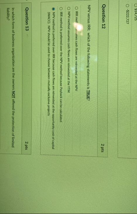 $ 1 4 , 7 2 5 - $ 2 2 2 , 7 2 7 Question 1 2 2
