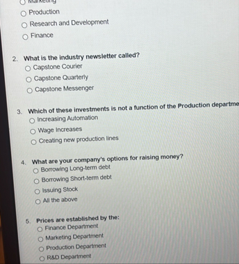Production Research and Development Finance 2 .