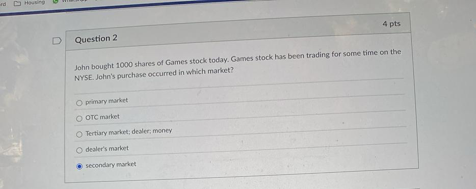 Question 2 John bought 1 0 0 0 shares of Games