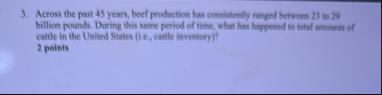 Across the past 4 5 years, beef production has