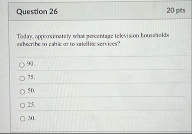 Question 2 6 2 0 pts Today, approximately what