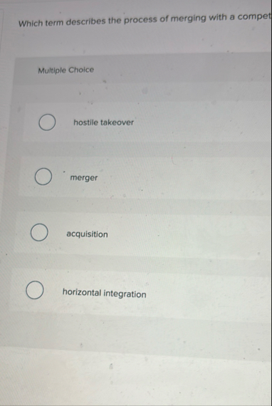 Which term describes the process of merging with