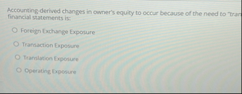 Accounting - derived changes in owner's equity to