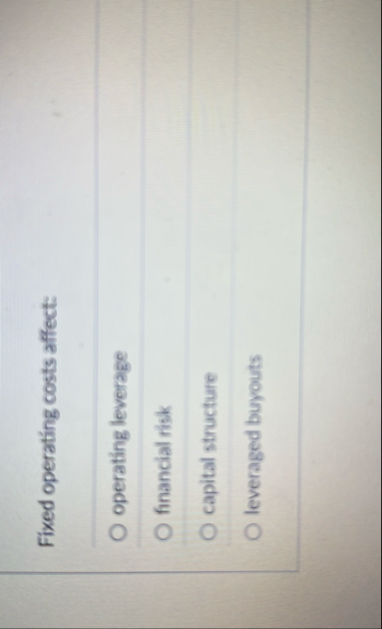 Fixed operating costs affect: operating leverage