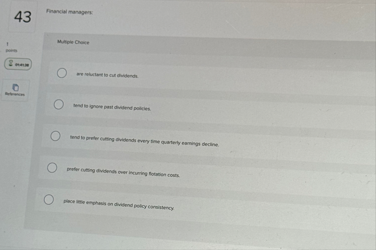 4 3 Financial managers: Multiple Choice points 8