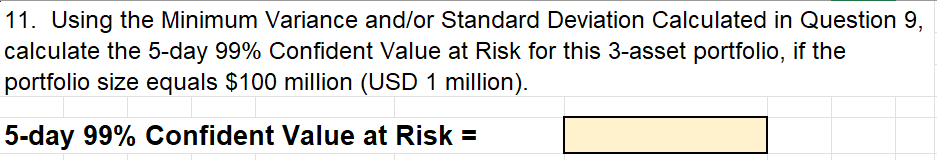 1 1 . Using the Minimum Variance and / or