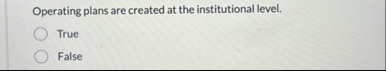 Operating plans are created at the institutional