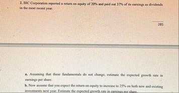 BIC Corporation reported a return en equiry of 2