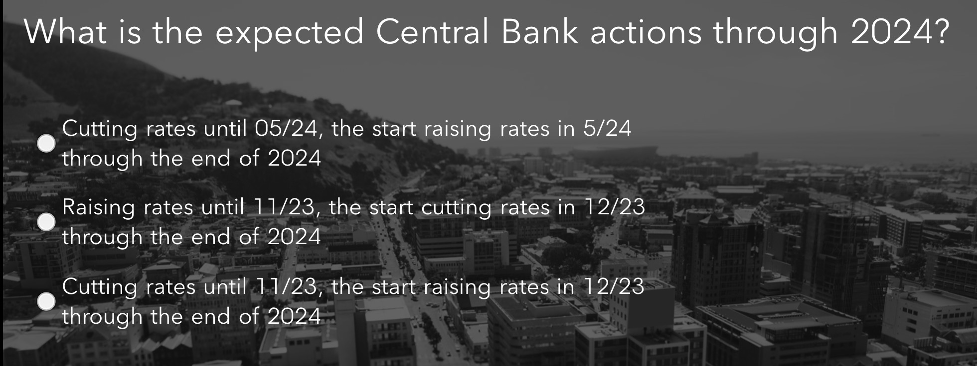 What is the expected Central Bank actions through