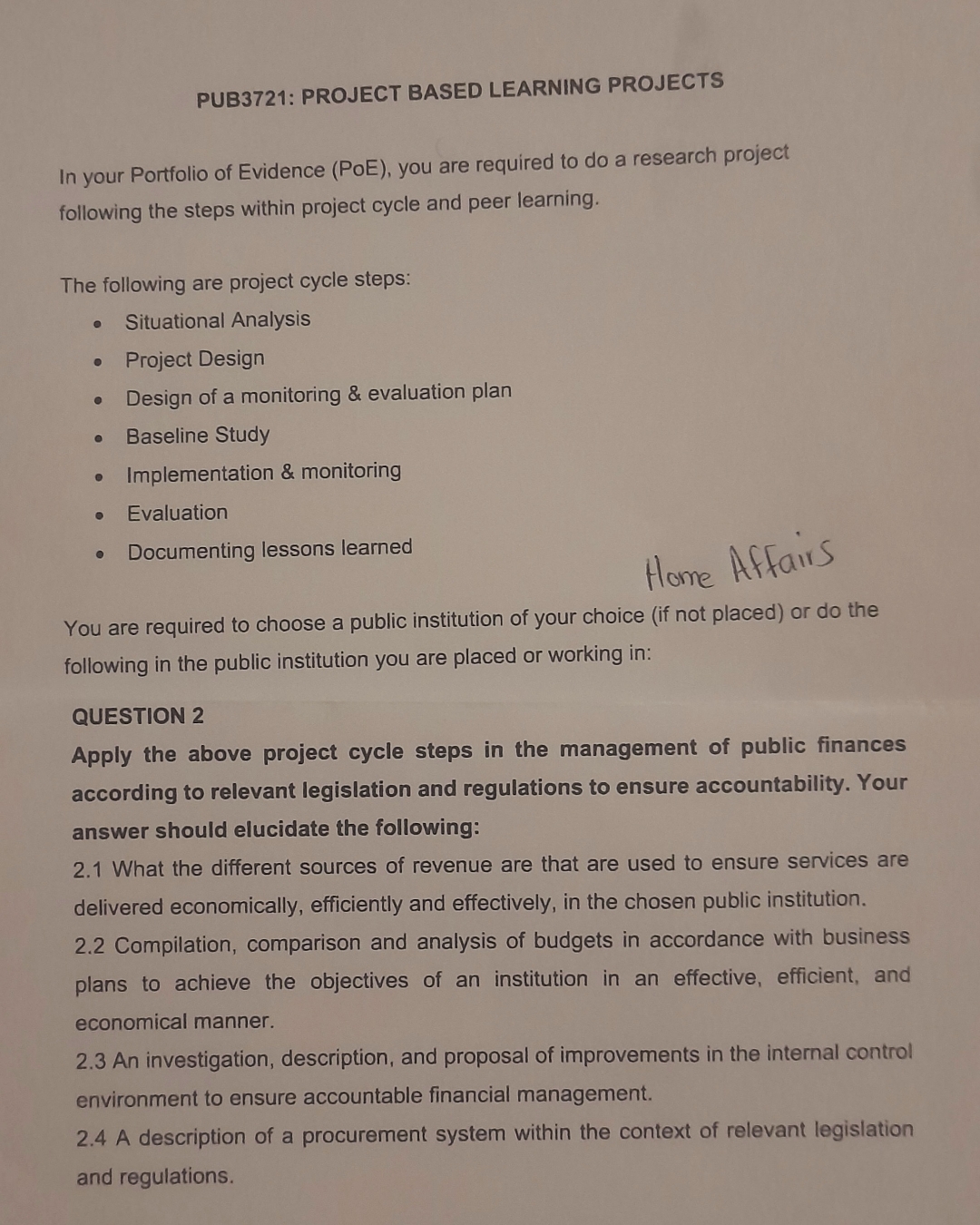 PUB 3 7 2 1 : PROJECT BASED LEARNING PROJECTS In