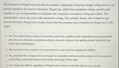 The directors of MegaCorp learn that an outsider