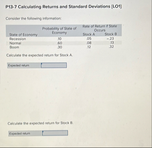P 1 3 - 7 Calculating Returns and Standard