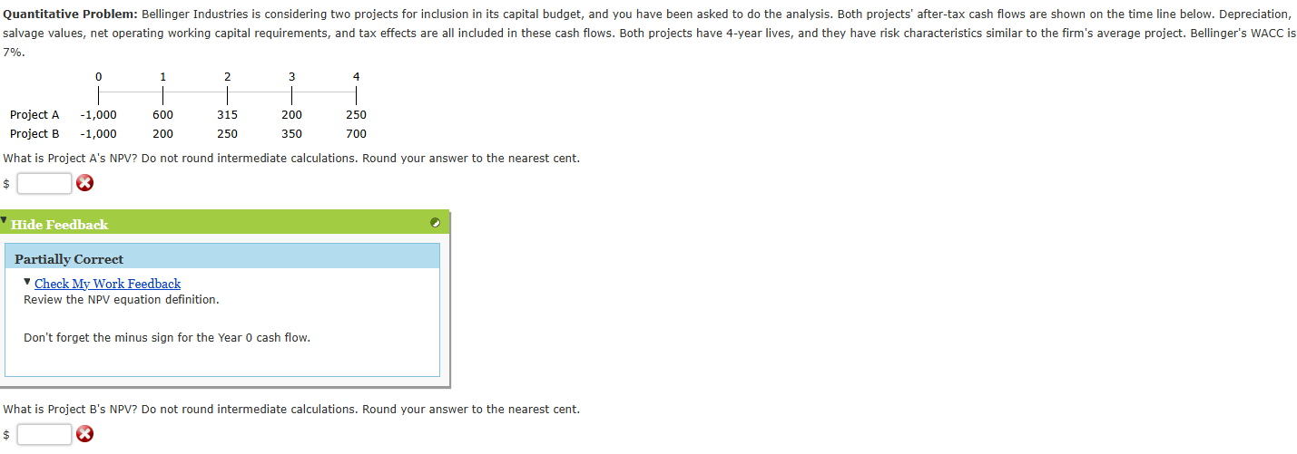 \ ( 7 \ % \ ) . What is Project A ' s NPV ? Do