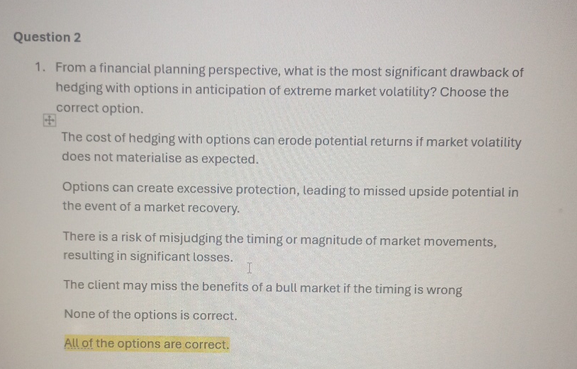 Question 2 From a financial planning perspective,