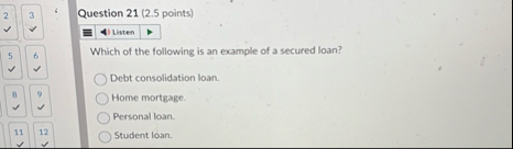 2 3 6 Question 2 1 ( 2 . 5 points ) 5 6 Which of