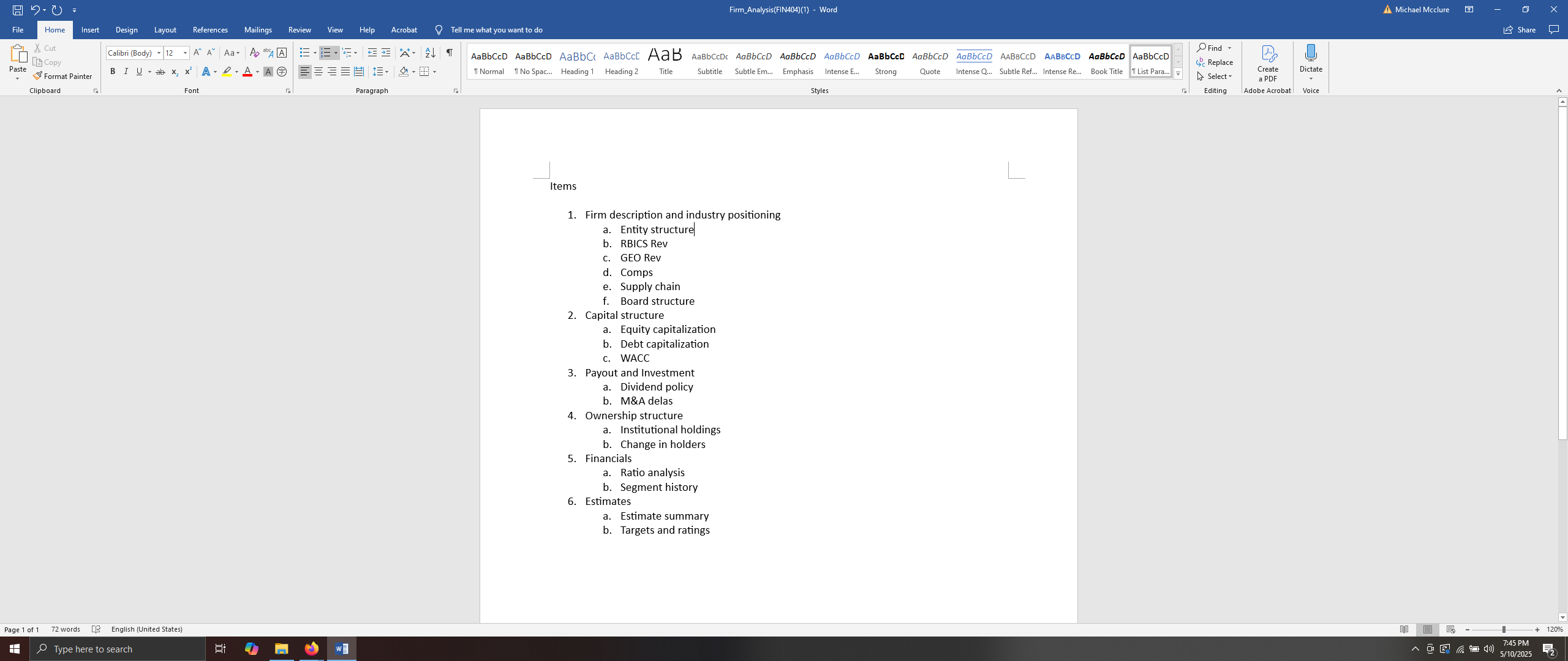 Firm description and industry positioning a .