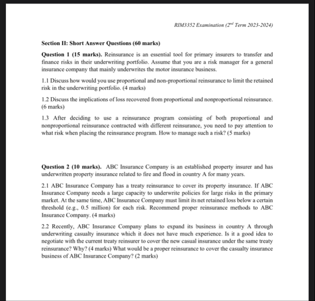 RIM 3 3 5 2 Examination ( 2 2 e d Term 2 0 2 3 -