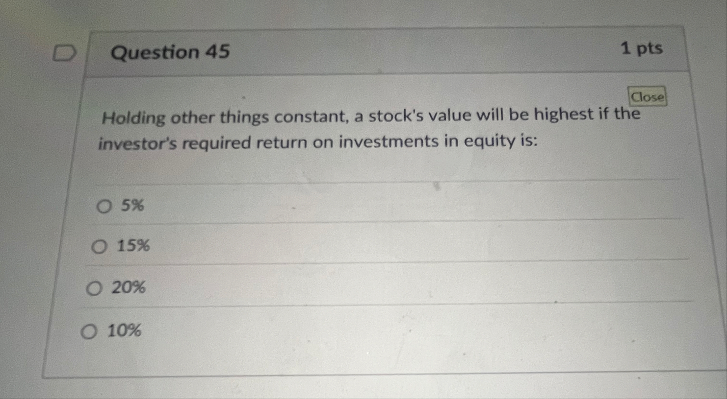 Question 4 5 1 pts Close Holding other things