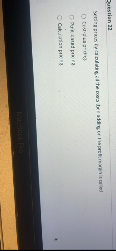 Question 2 2 Setting prices by calculating all