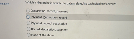 srmation Which is the order in which the dates