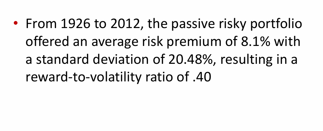 - From 1 9 2 6 to 2 0 1 2 , the passive risky