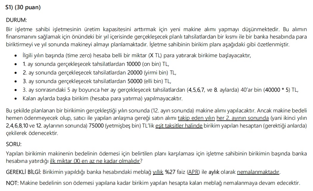 S 1 ) ( 3 0 puan ) DURUM: Bir i letme sahibi i