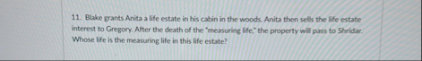Blake grants Anita a life estate in his cabin in