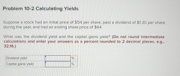 Problem 1 0 - 2 Calculating Yields Suppose a