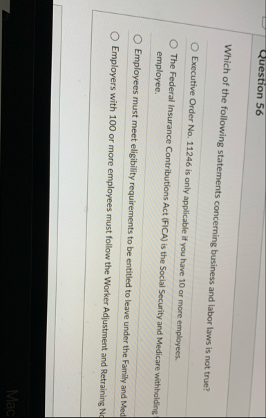 Question 5 6 Which of the following statements